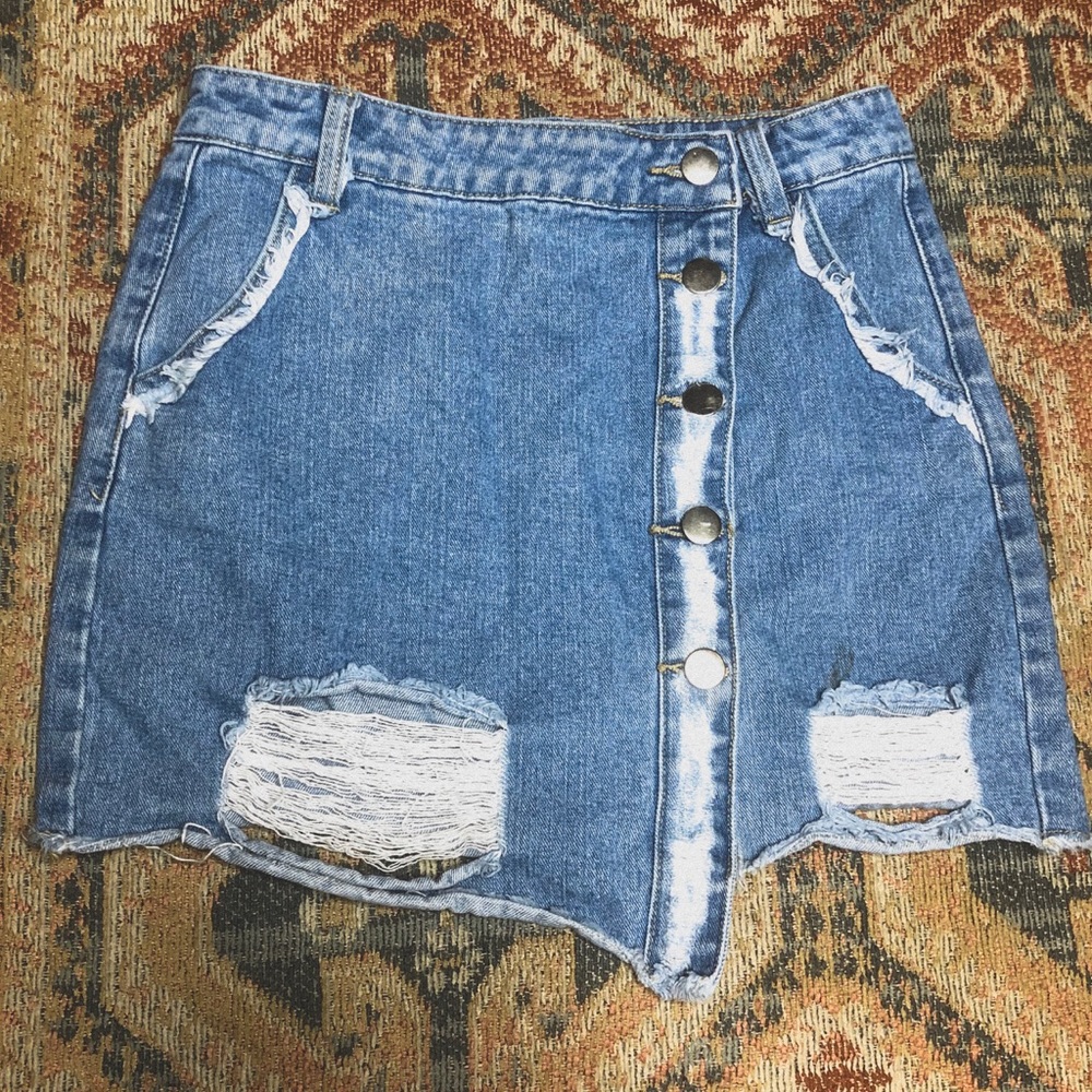 distressed high waisted skirt
